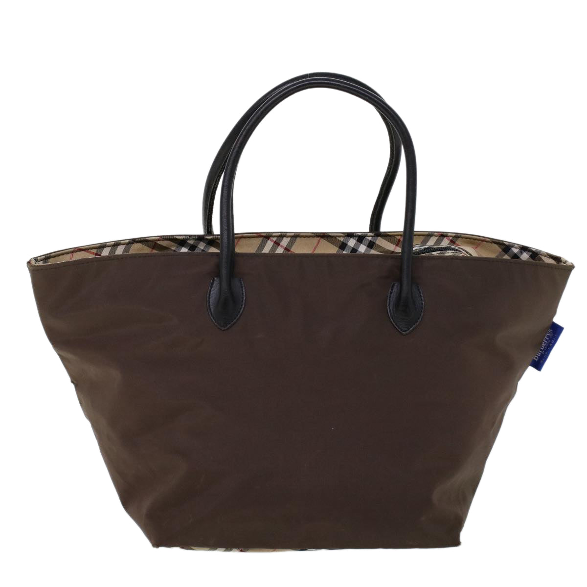 Burberrys Blue Label Tote Bag Nylon Brown Auth cl764