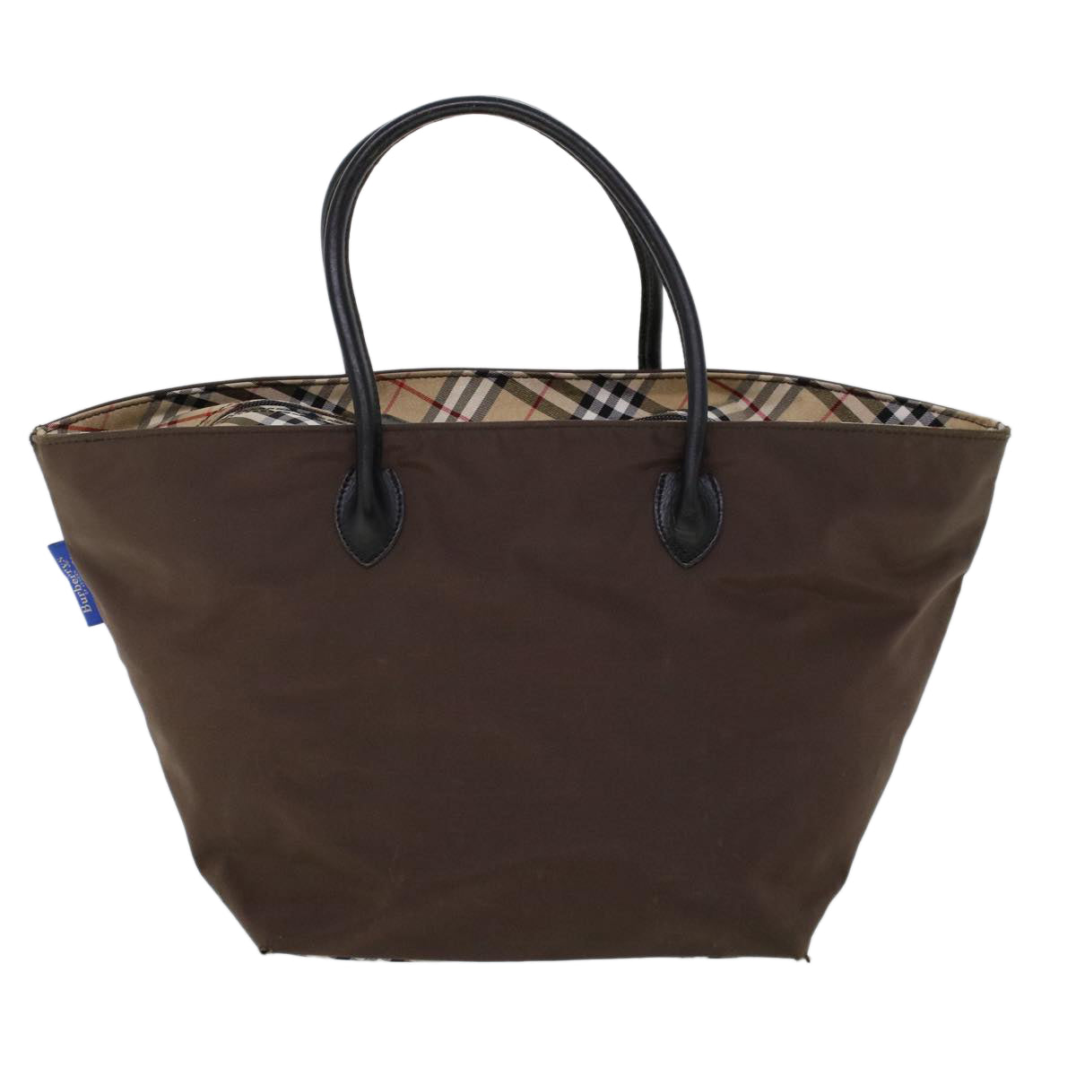 Burberrys Blue Label Tote Bag Nylon Brown Auth cl764