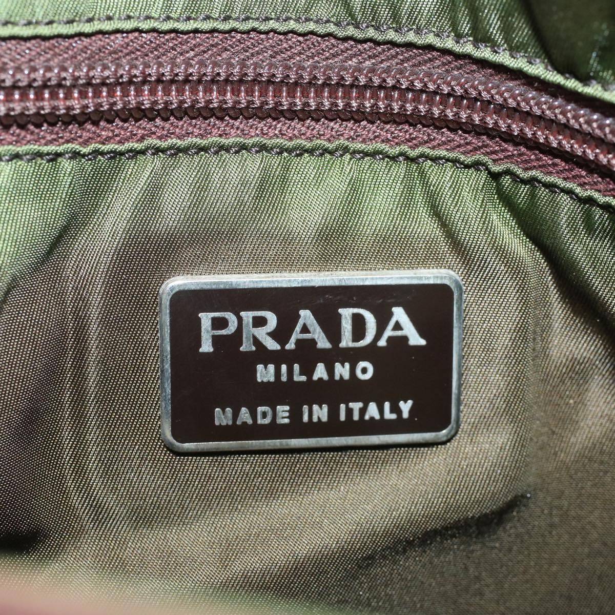 PRADA Hand Bag Nylon Green Auth cl765