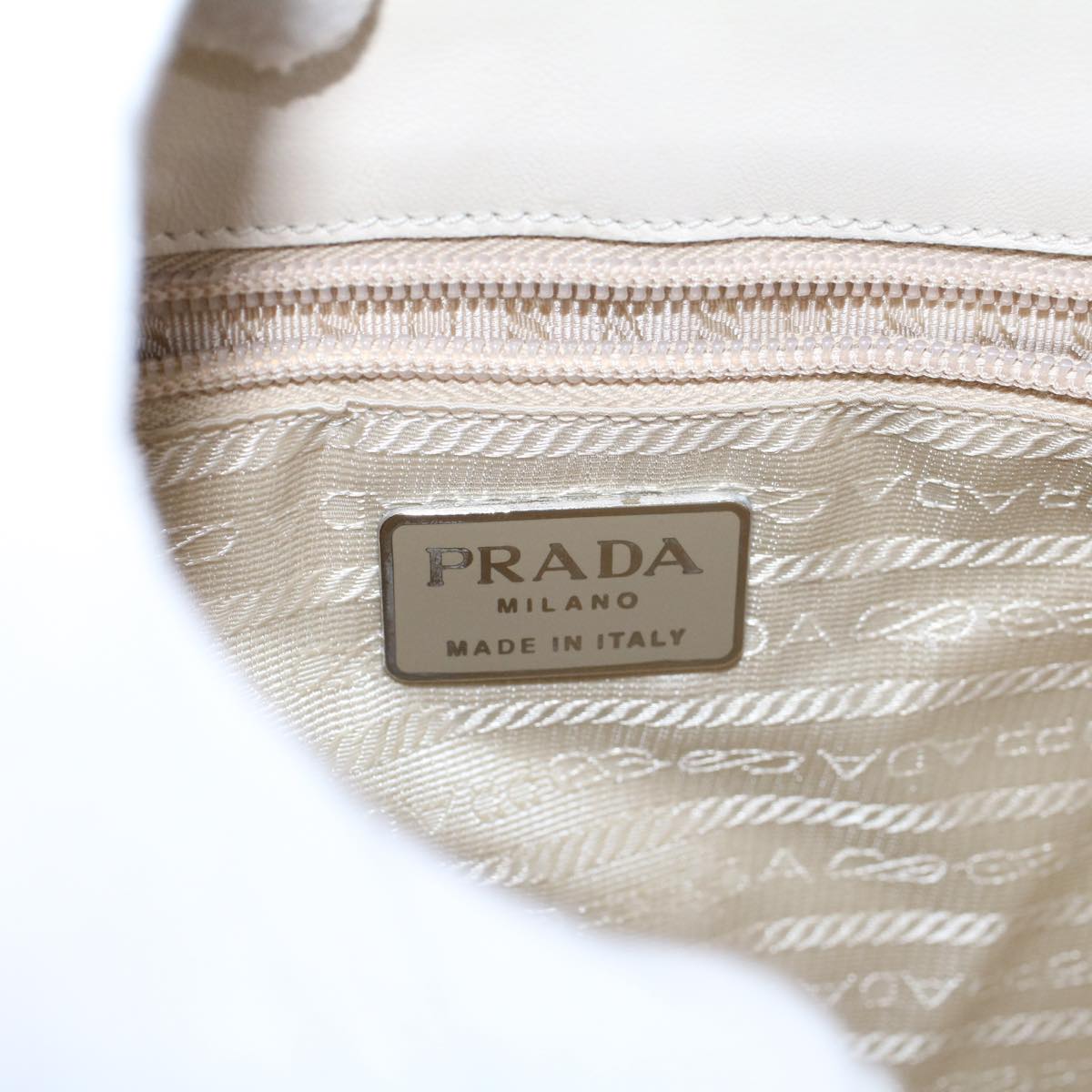 PRADA Shoulder Bag Nylon Beige Auth cl770