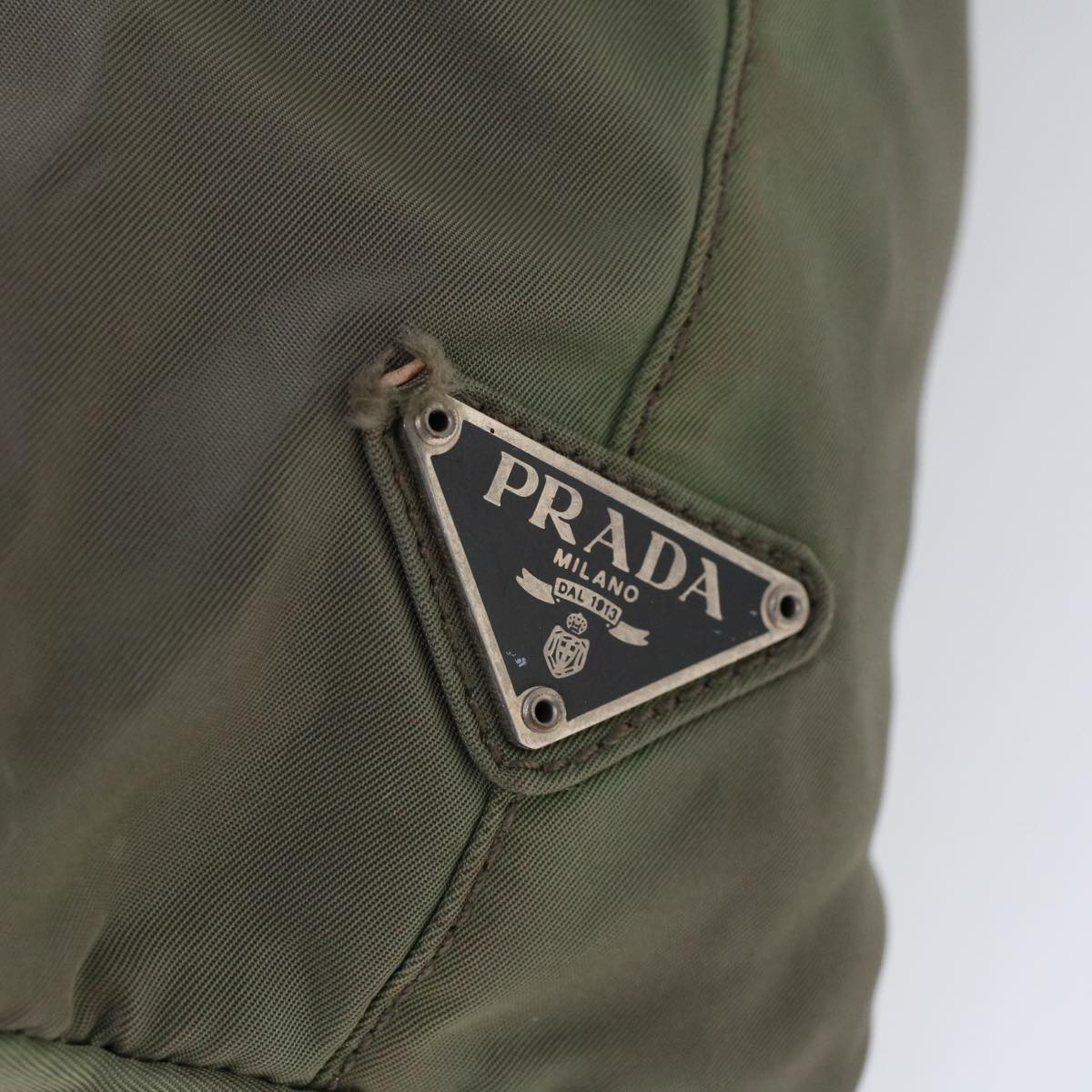 PRADA Hand Bag Nylon Khaki Auth cl772