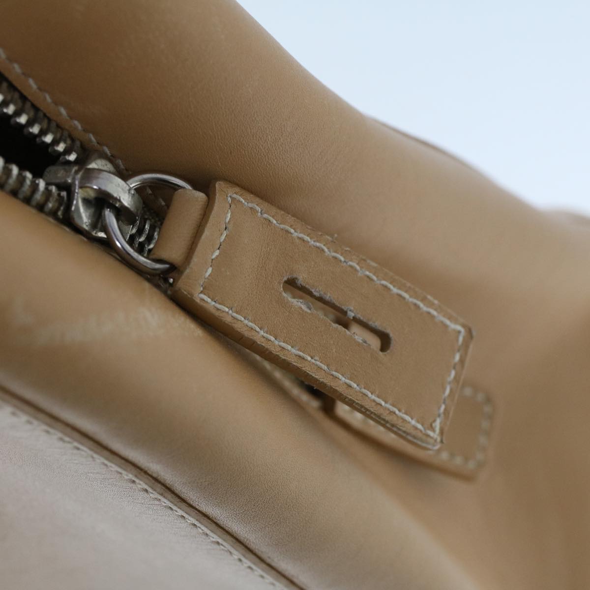 PRADA Hand Bag Leather Beige Auth cl775