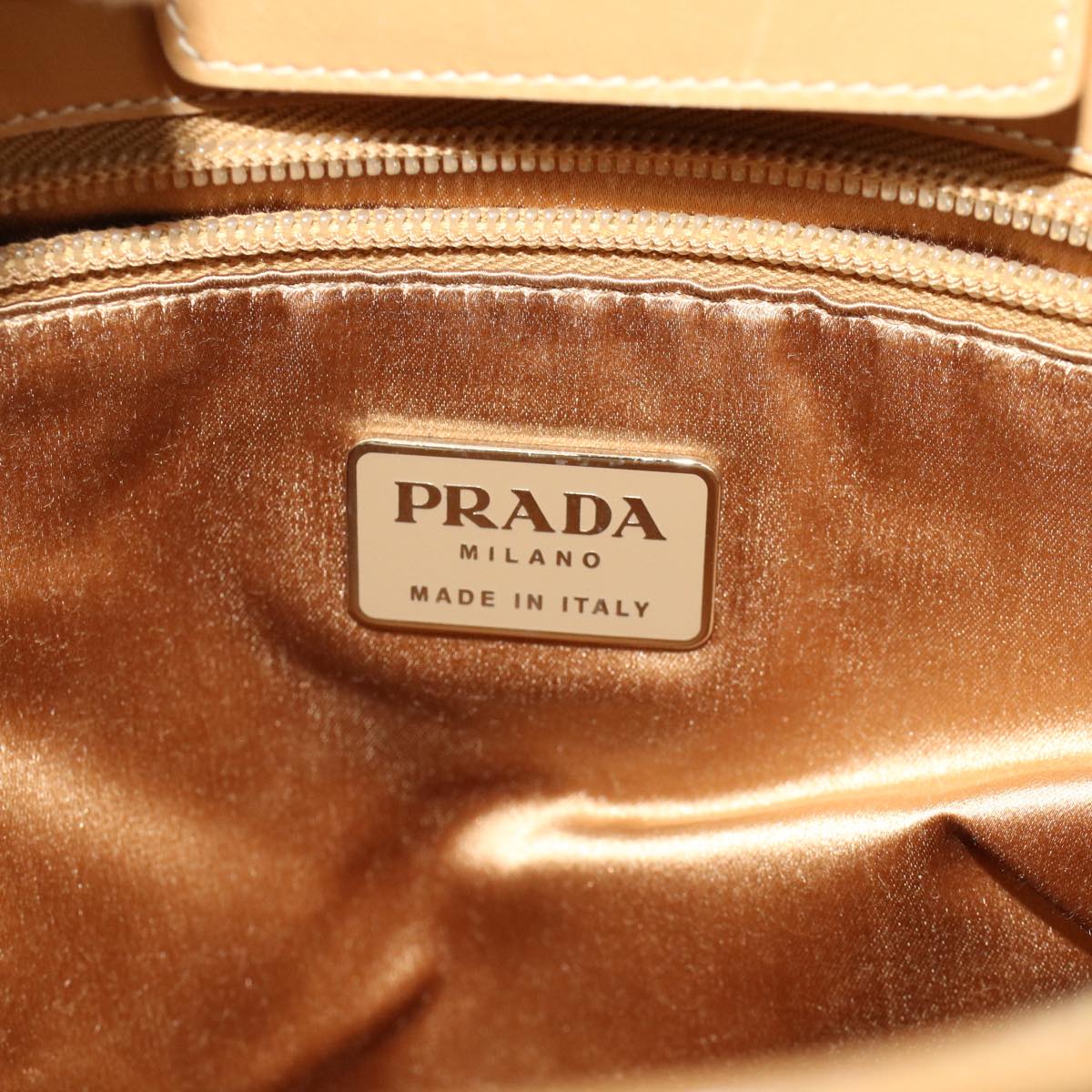 PRADA Hand Bag Leather Beige Auth cl775