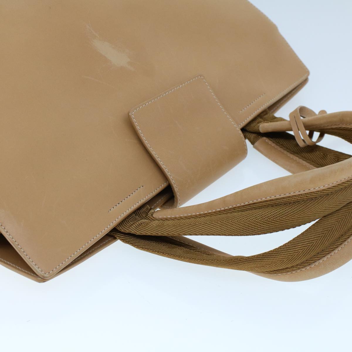 PRADA Hand Bag Leather Beige Auth cl775