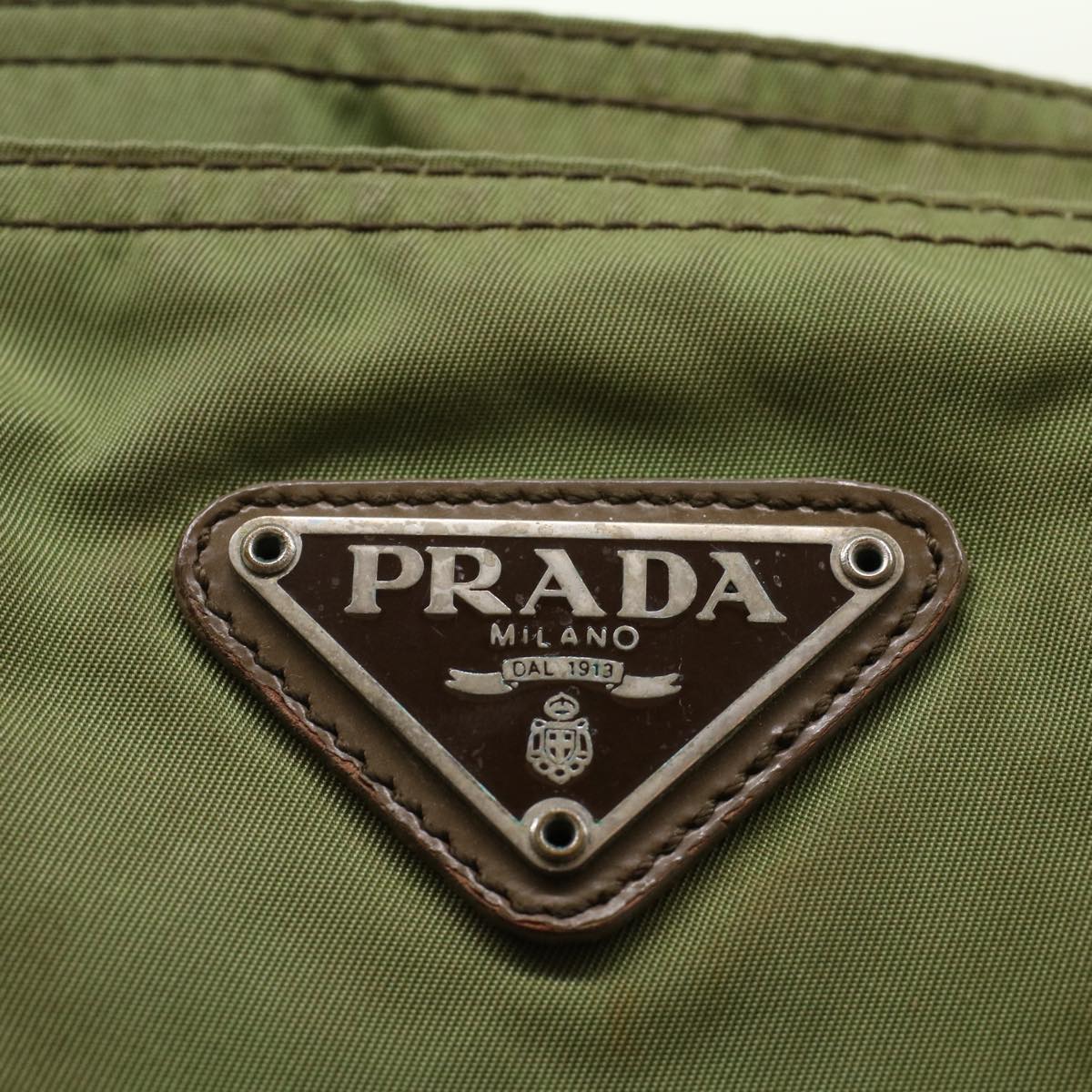 PRADA Tote Bag Nylon Khaki Auth cl776