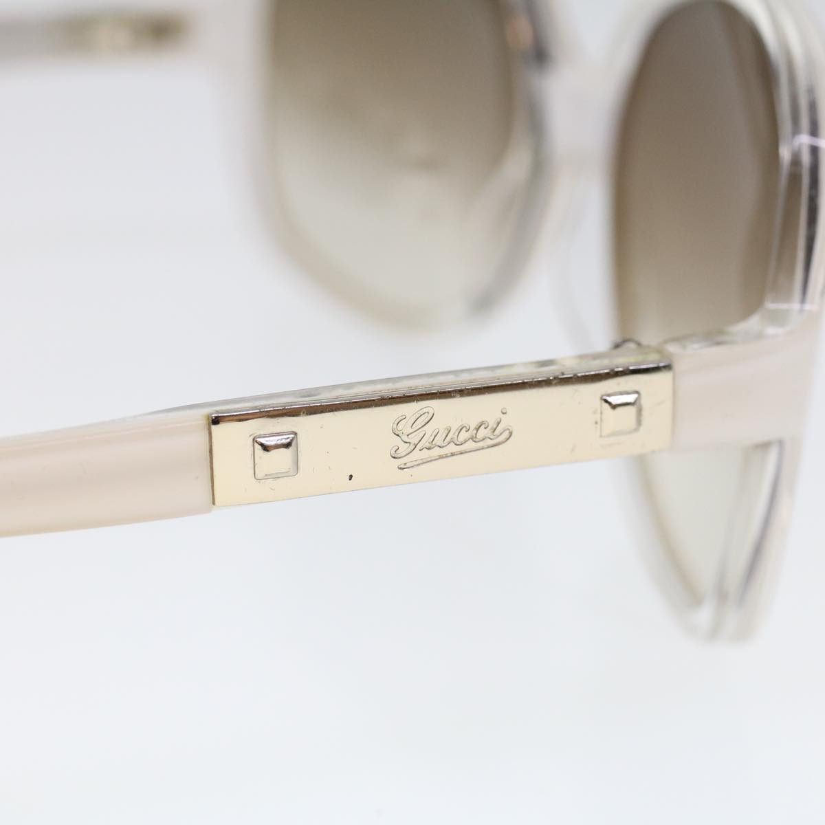 GUCCI Sunglasses Plastic White Auth cl779