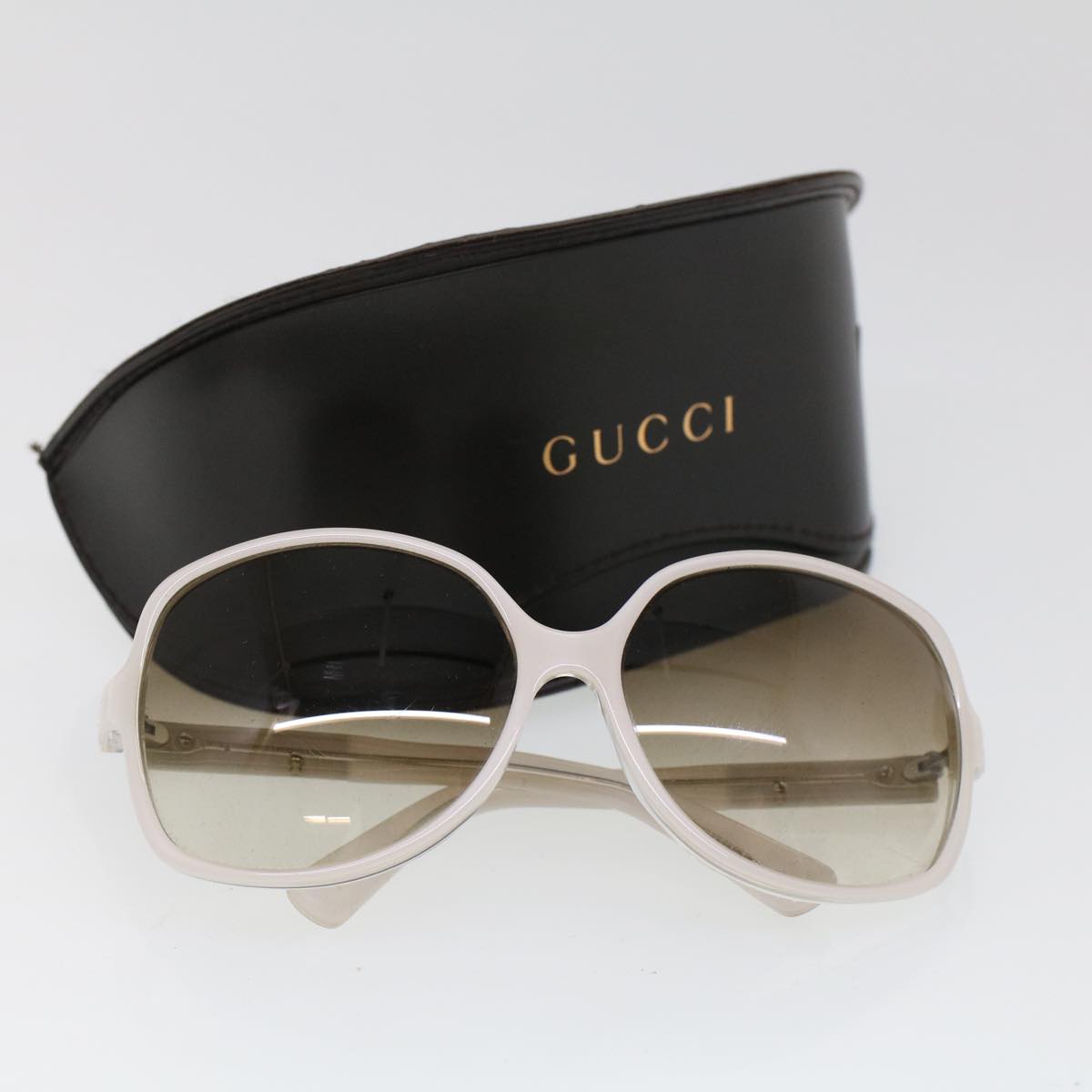 GUCCI Sunglasses Plastic White Auth cl779