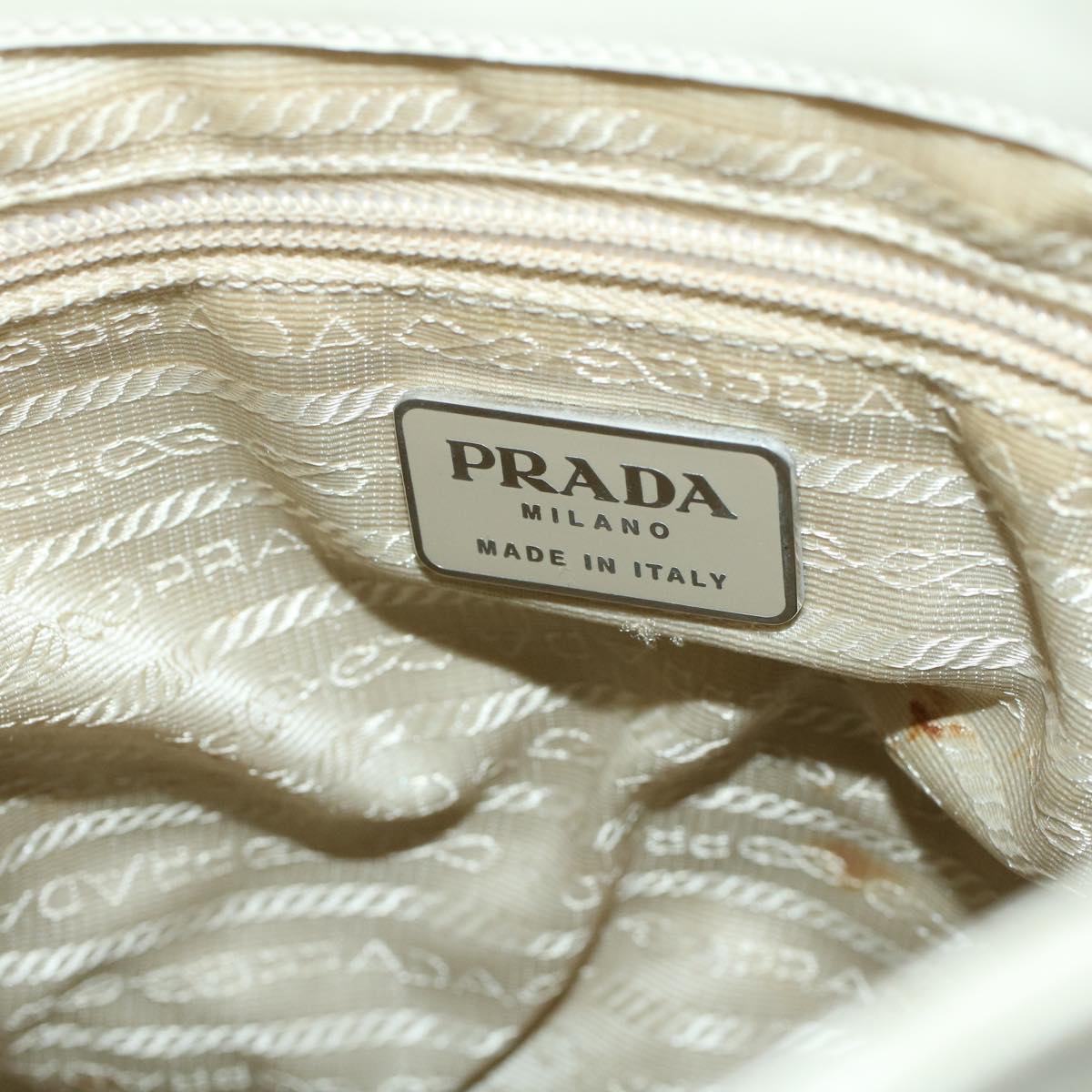 PRADA Hand Bag Leather White Auth cl785