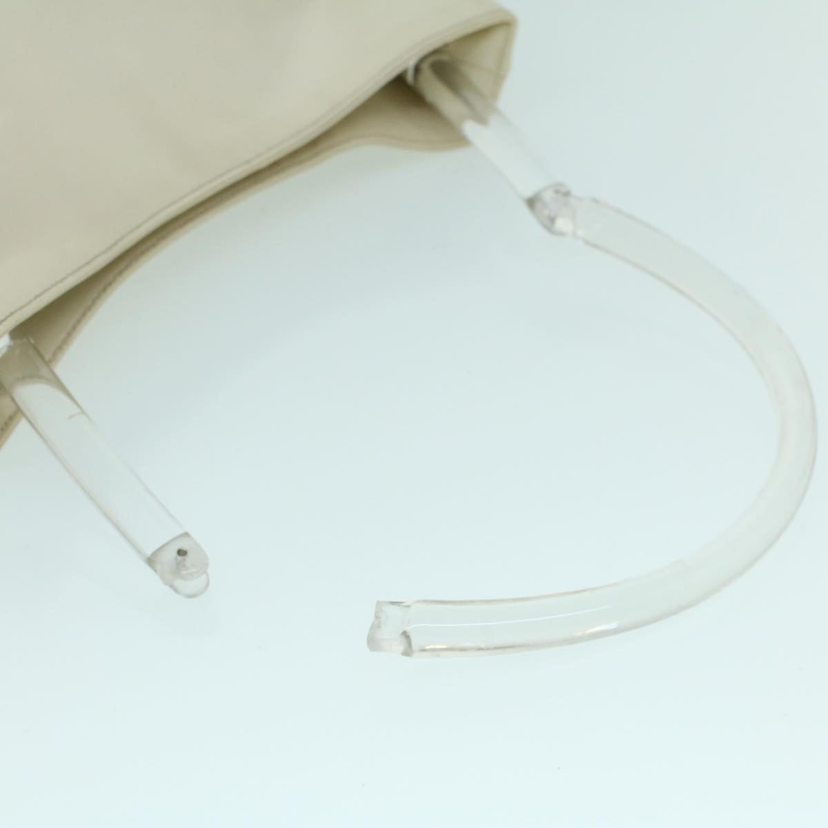 PRADA Hand Bag Leather White Auth cl785