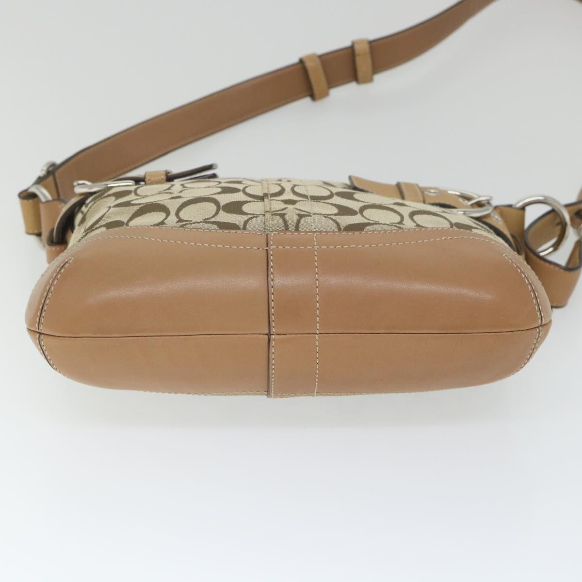 Coach Signature Shoulder Bag Canvas Beige Auth cl812