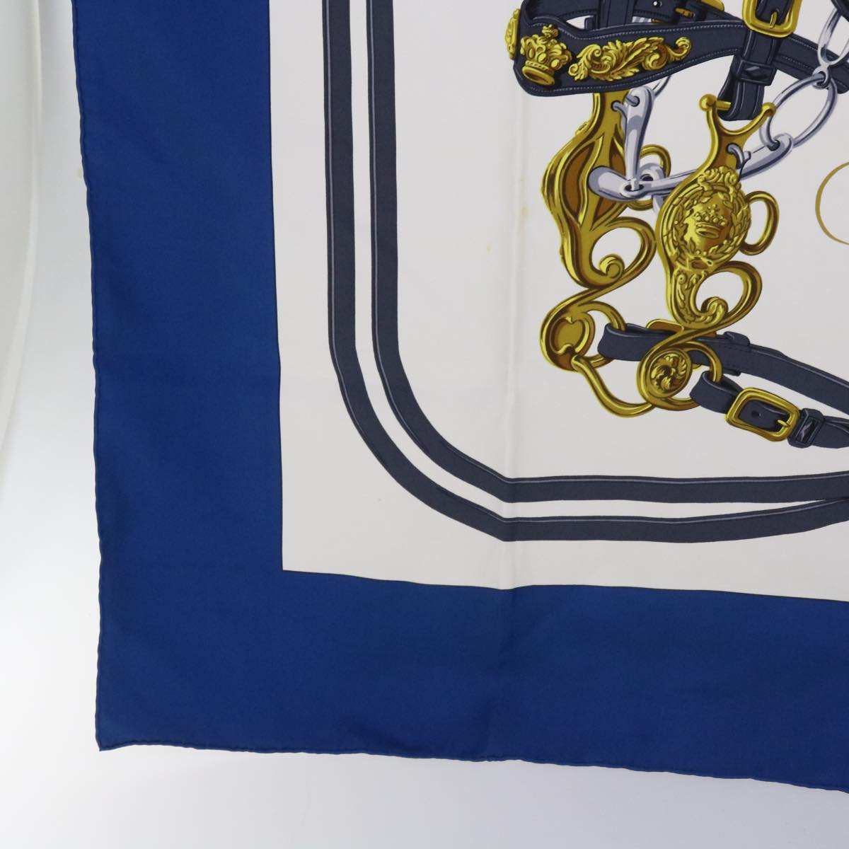 HERMES Carre 90 BRIDES de GALA Scarf Silk Blue White Auth cl817