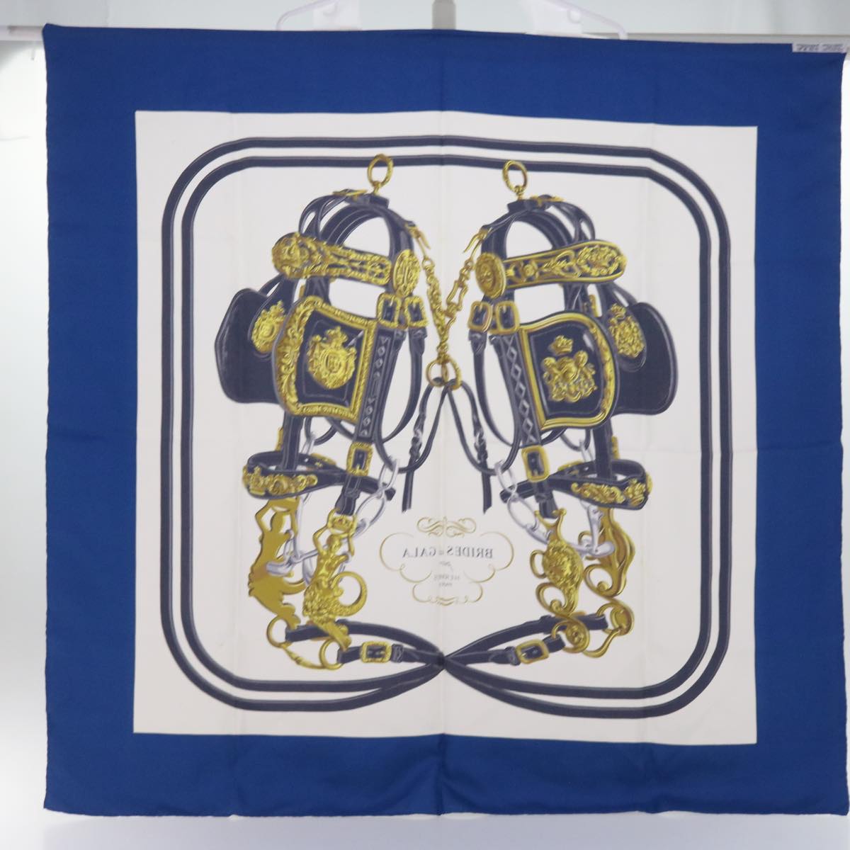 HERMES Carre 90 BRIDES de GALA Scarf Silk Blue White Auth cl817