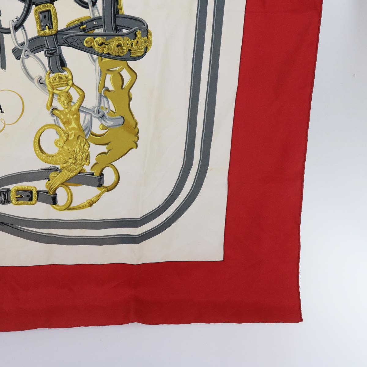 HERMES Carre 90 BRIDES de GALA Scarf Silk Red Auth cl820