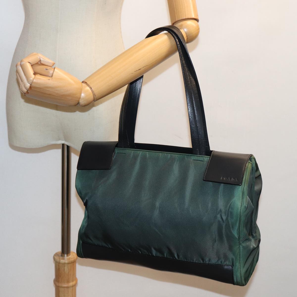 PRADA Shoulder Bag Nylon Green Auth cl835