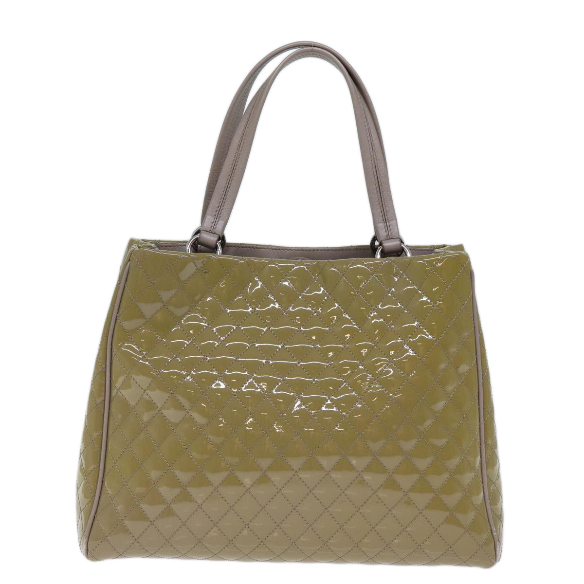 Salvatore Ferragamo Hand Bag Enamel Beige Auth cl837