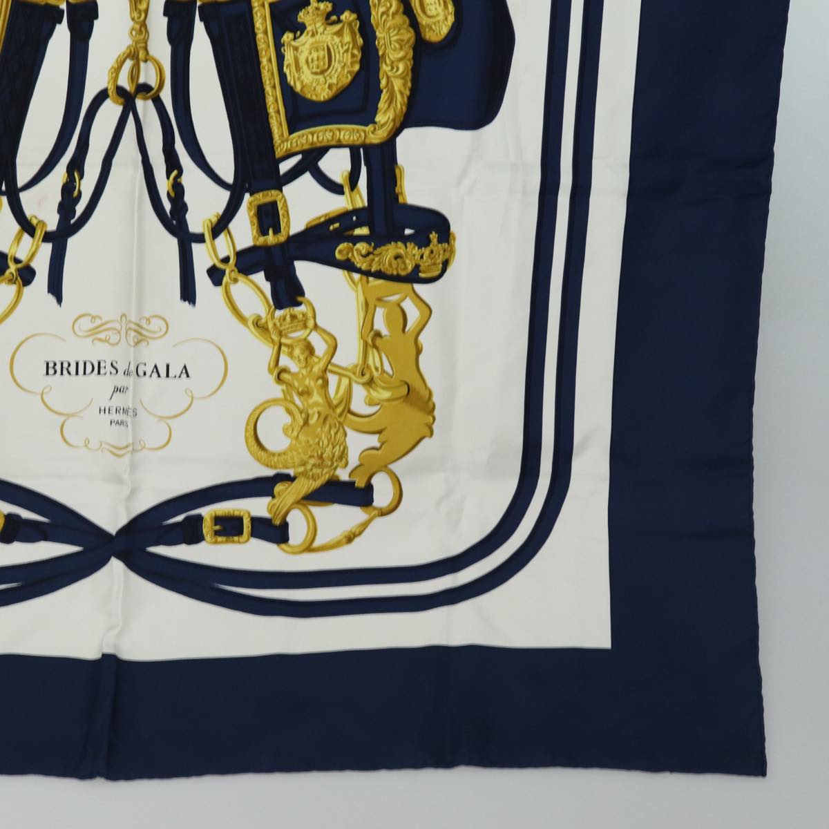 HERMES Carre90 Scarf ”BRIDES de GALA” Silk Navy Auth cl852