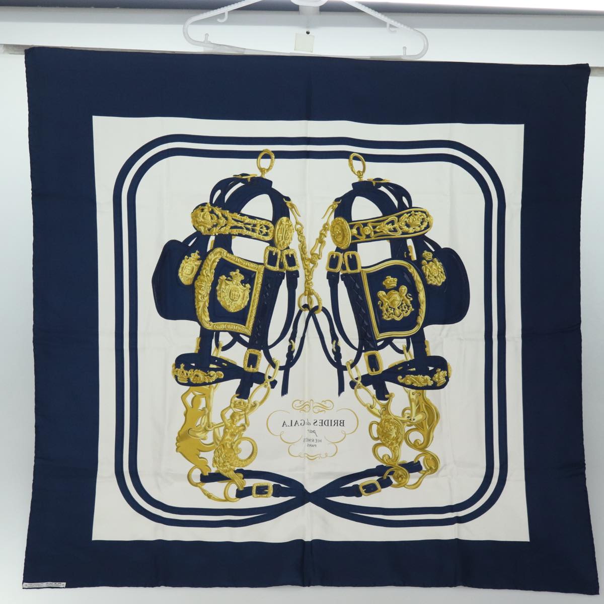 HERMES Carre90 Scarf ”BRIDES de GALA” Silk Navy Auth cl852