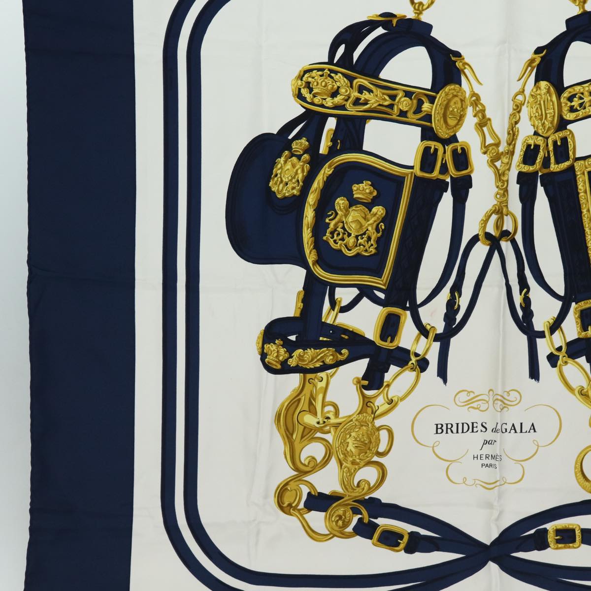 HERMES Carre90 Scarf ”BRIDES de GALA” Silk Navy Auth cl852