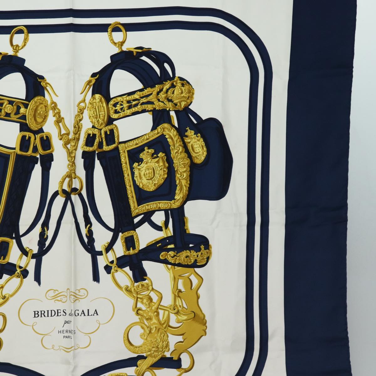 HERMES Carre90 Scarf ”BRIDES de GALA” Silk Navy Auth cl852