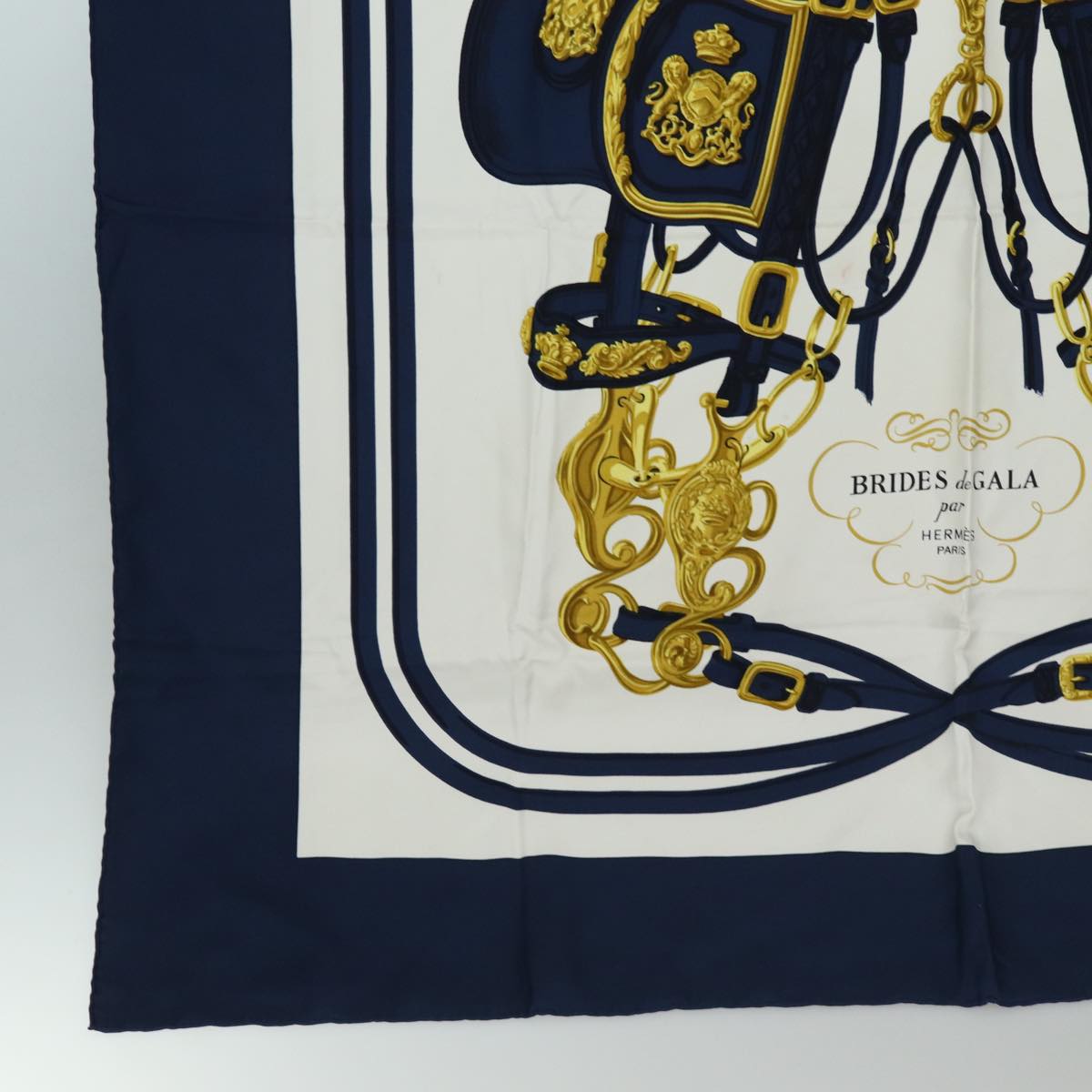 HERMES Carre90 Scarf ”BRIDES de GALA” Silk Navy Auth cl852