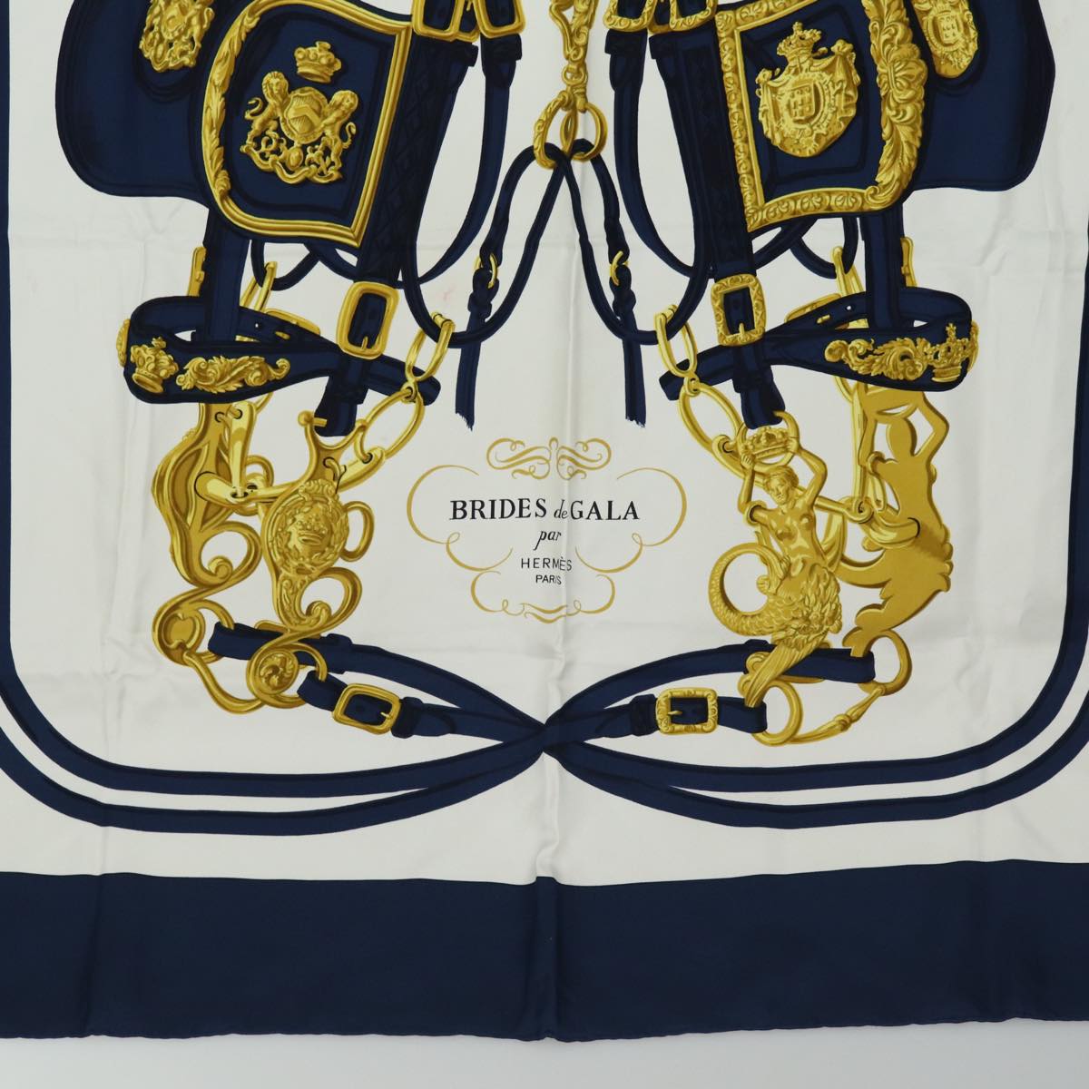 HERMES Carre90 Scarf ”BRIDES de GALA” Silk Navy Auth cl852