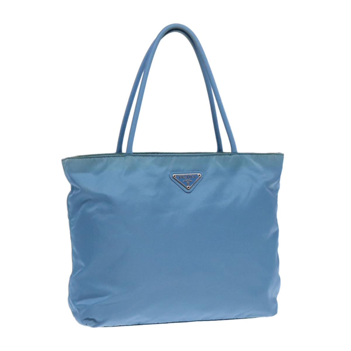 PRADA Hand Bag Nylon Blue Silver Auth cl856