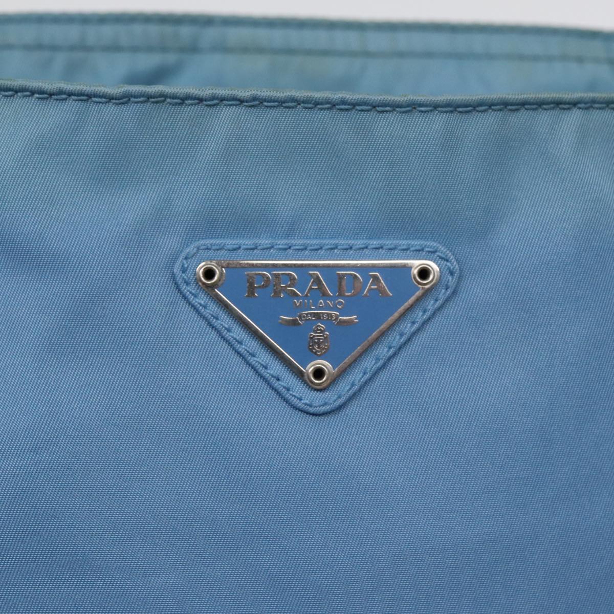 PRADA Hand Bag Nylon Blue Silver Auth cl856