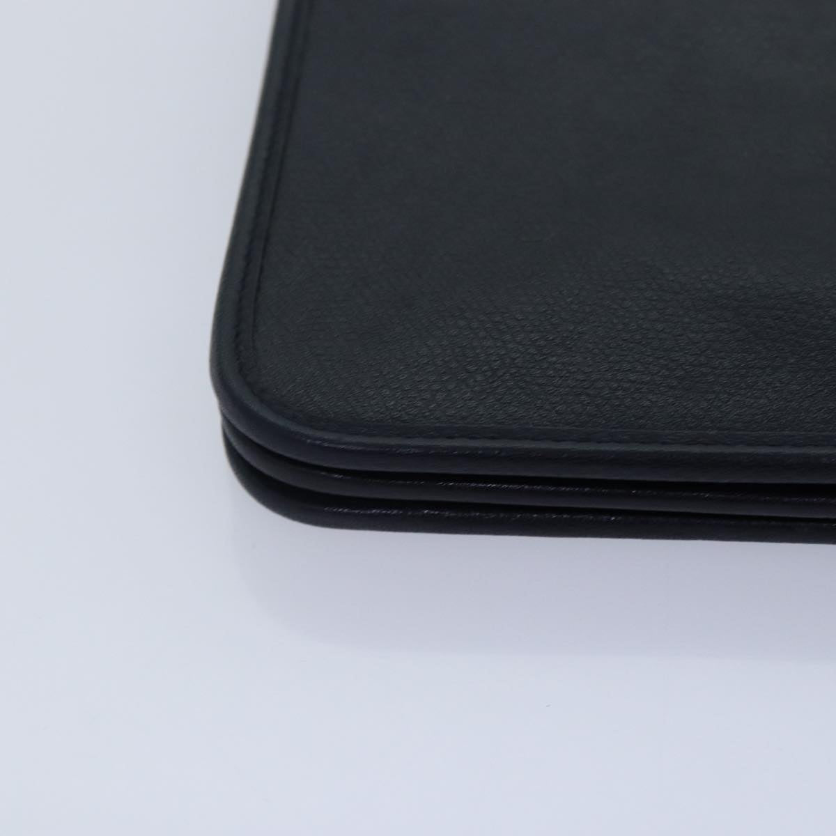 Christian Dior Chain Shoulder Bag Leather Navy Gold Auth cl860