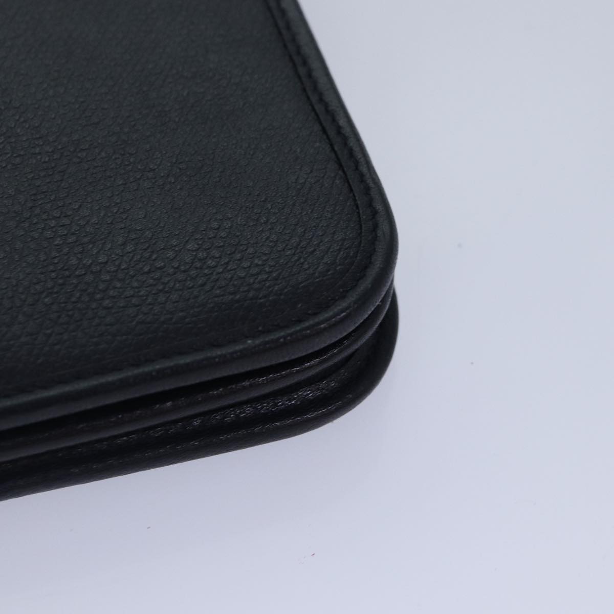 Christian Dior Chain Shoulder Bag Leather Navy Gold Auth cl860