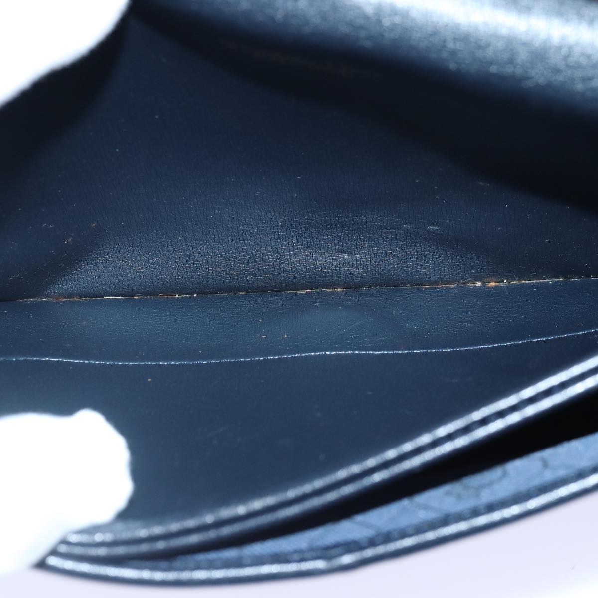 Christian Dior Chain Shoulder Bag Leather Navy Gold Auth cl860