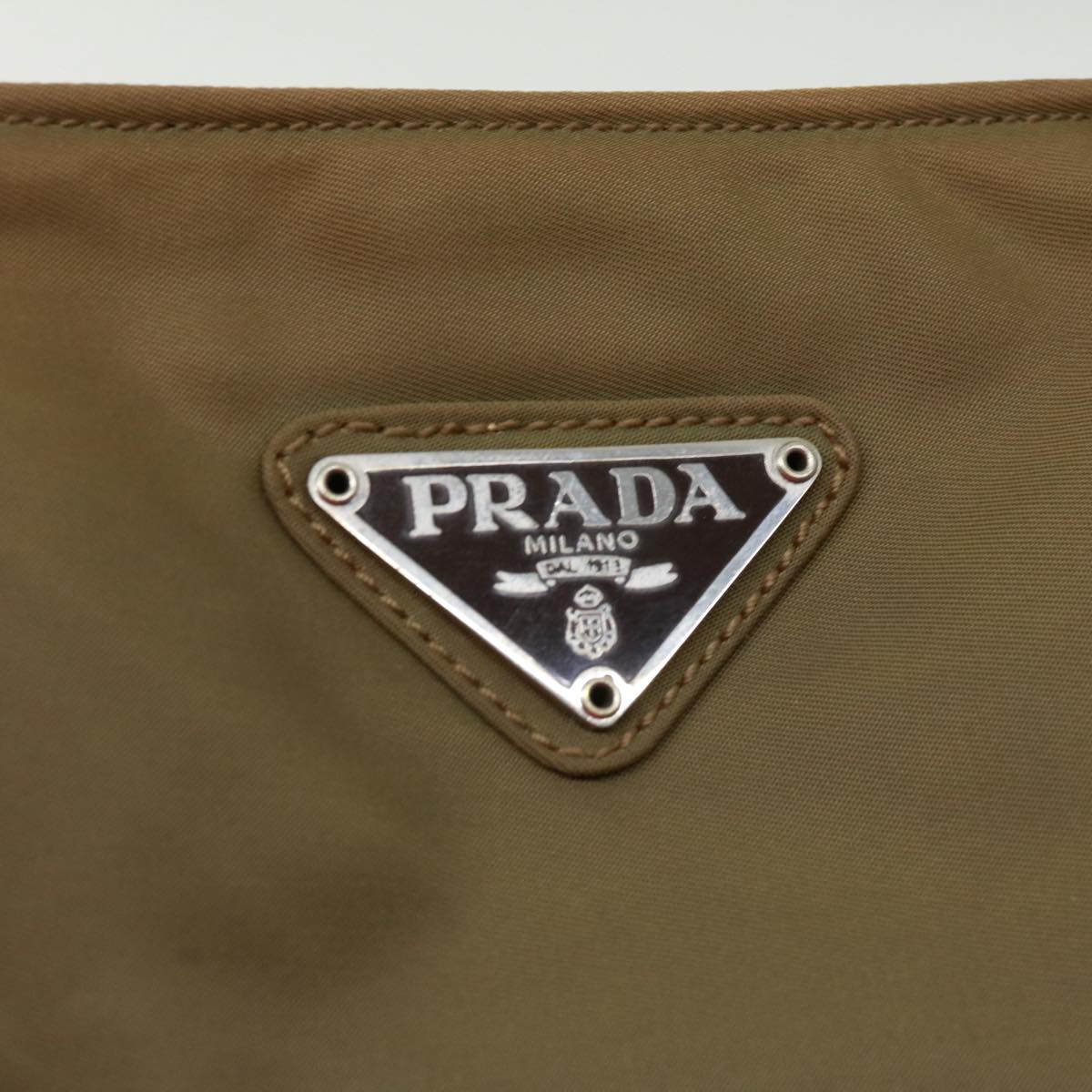 PRADA Hand Bag Nylon Khaki Auth cr603