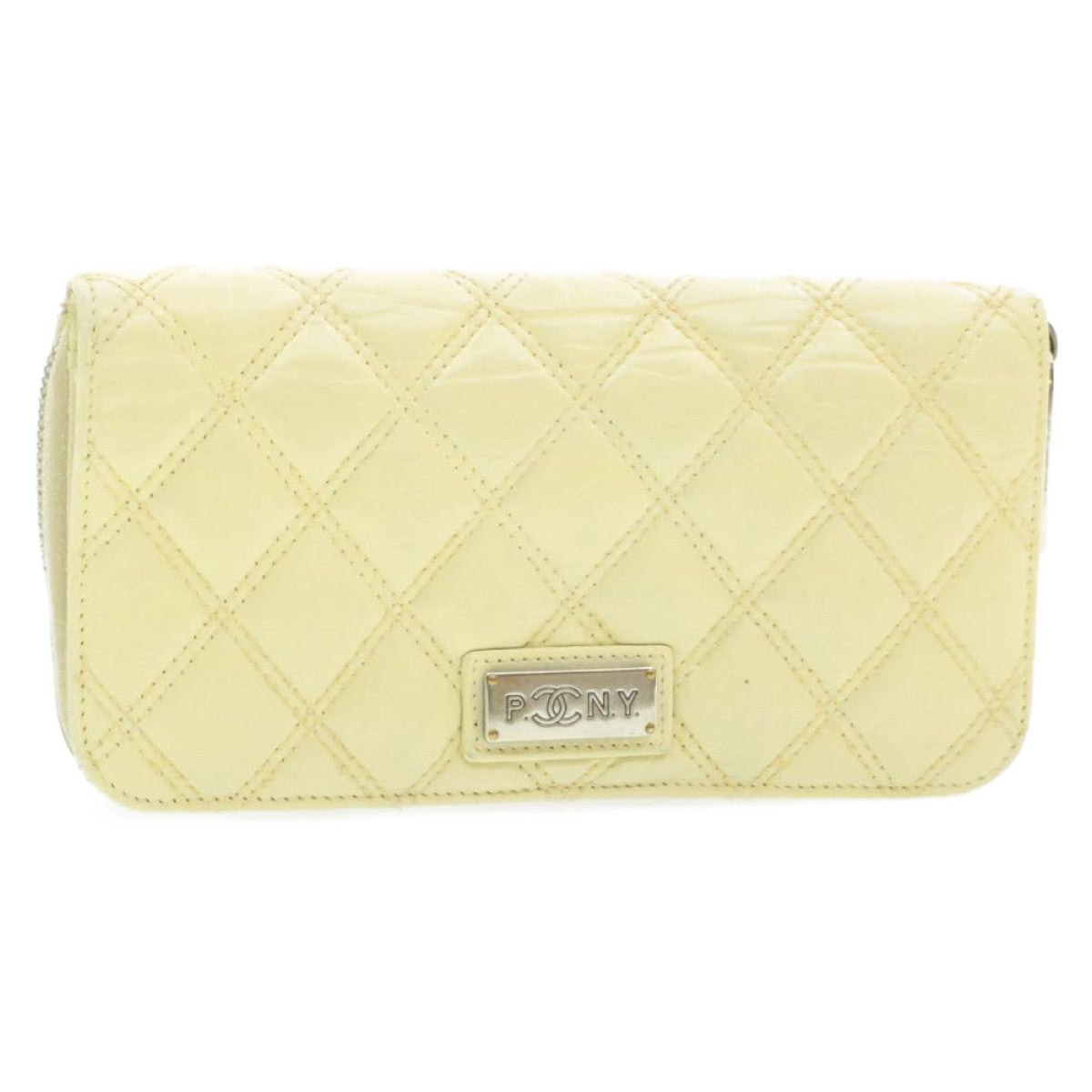 CHANEL Matelasse Zippy Long Wallet Beige CC Auth cr619