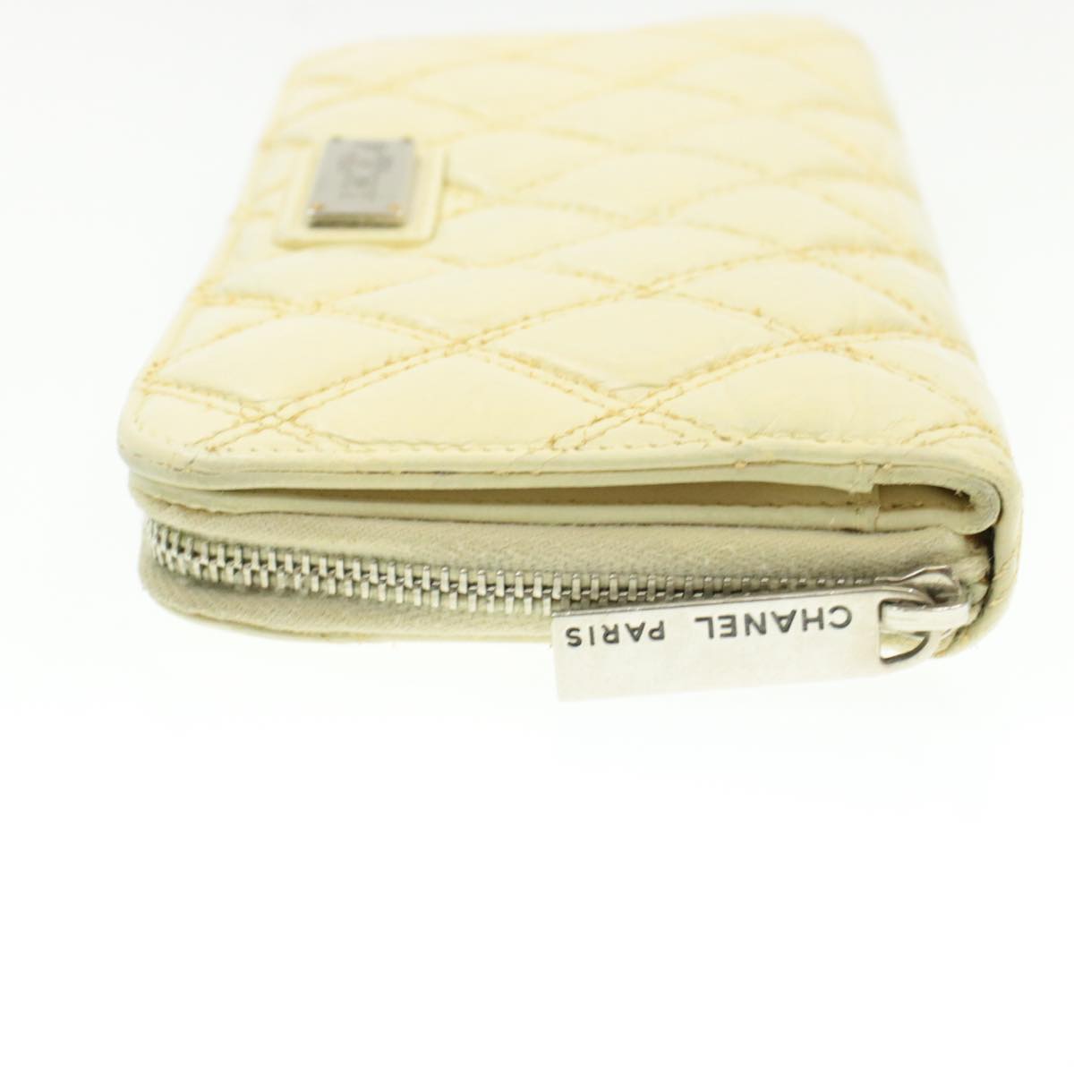 CHANEL Matelasse Zippy Long Wallet Beige CC Auth cr619