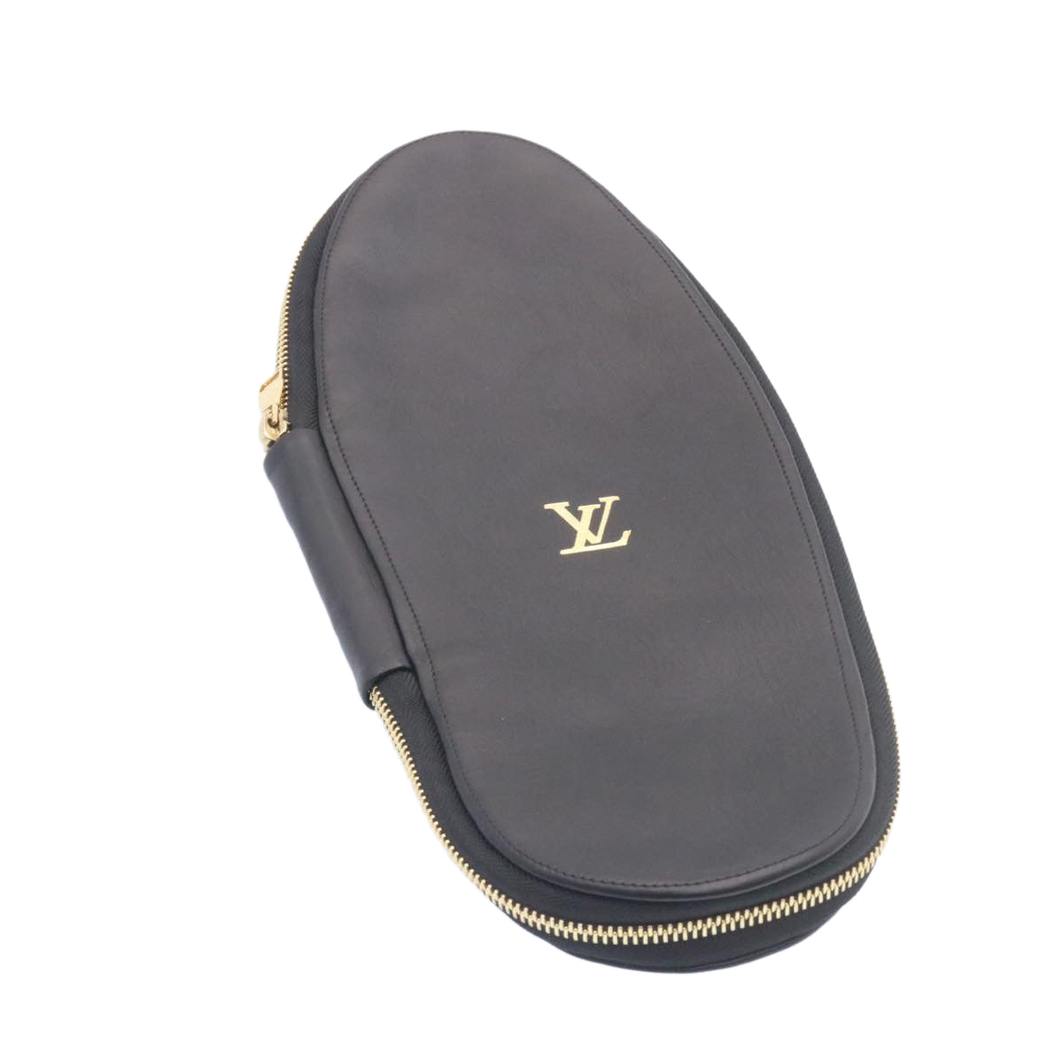 LOUIS VUITTON Supreme Slipper Cover Leather Black LV Auth ds070