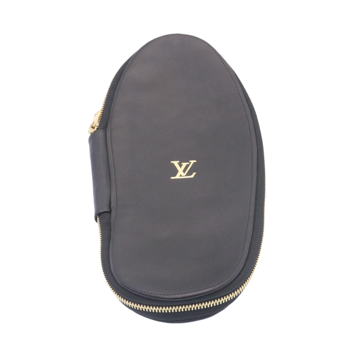 LOUIS VUITTON Supreme Slipper Cover Leather Black LV Auth ds070