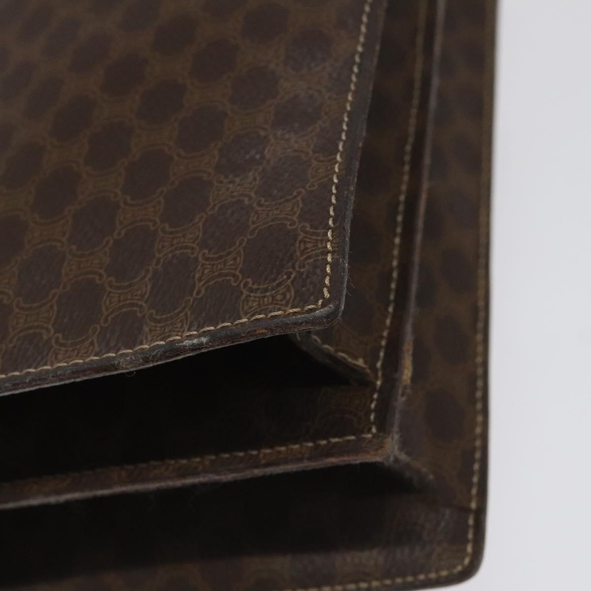 CELINE Macadam Canvas Hand Bag PVC Leather Brown Gold Auth EC006