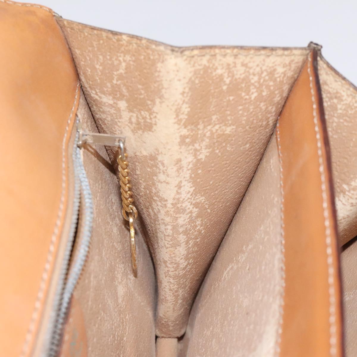 CELINE Macadam Canvas Hand Bag PVC Leather Brown Gold Auth EC006