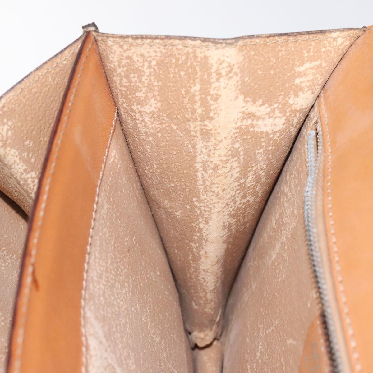 CELINE Macadam Canvas Hand Bag PVC Leather Brown Gold Auth EC006