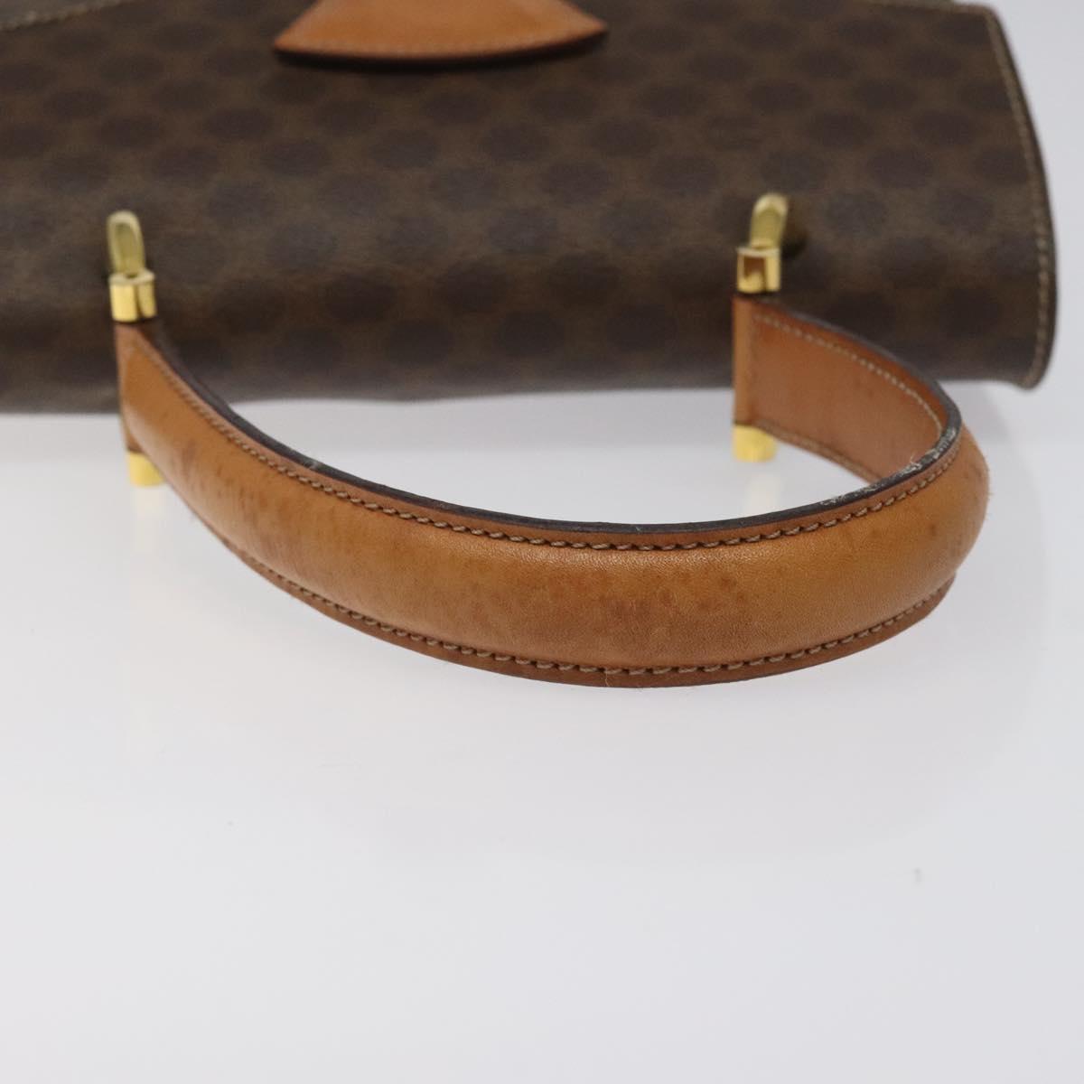 CELINE Macadam Canvas Hand Bag PVC Leather Brown Gold Auth EC006