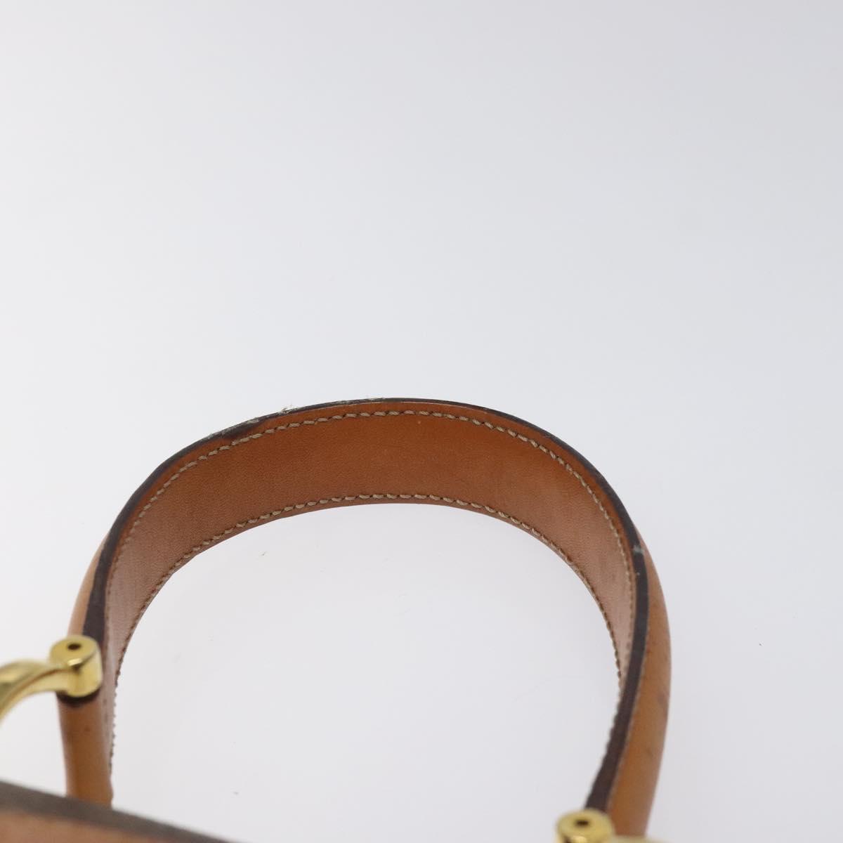 CELINE Macadam Canvas Hand Bag PVC Leather Brown Gold Auth EC006