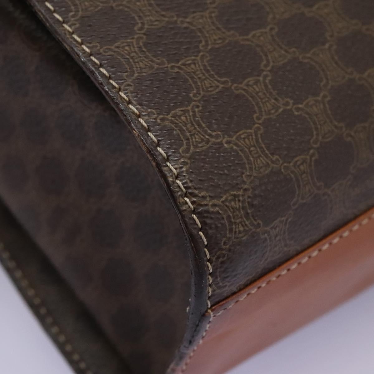 CELINE Macadam Canvas Shoulder Bag PVC Leather Brown Gold Auth EC038