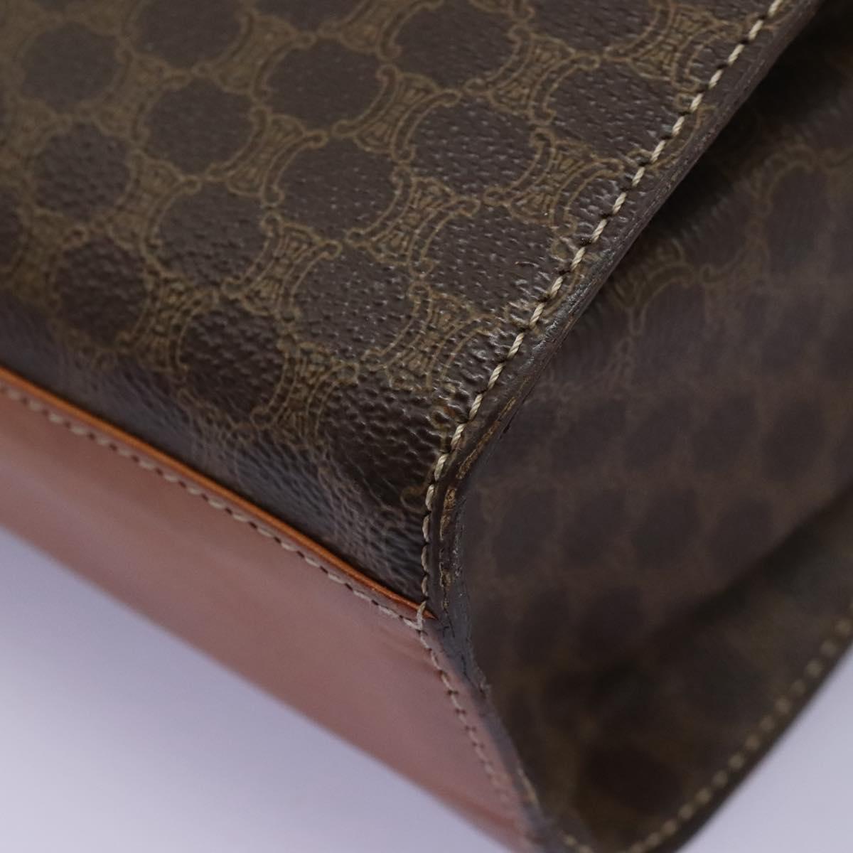 CELINE Macadam Canvas Shoulder Bag PVC Leather Brown Gold Auth EC038