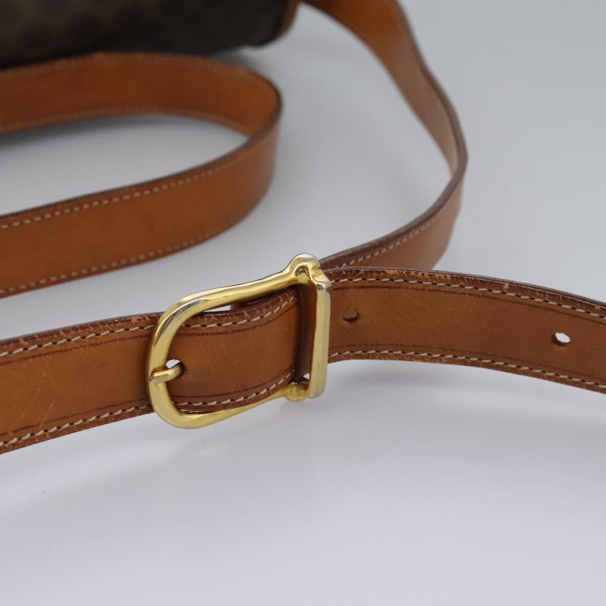 CELINE Macadam Canvas Shoulder Bag PVC Leather Brown Gold Auth EC038