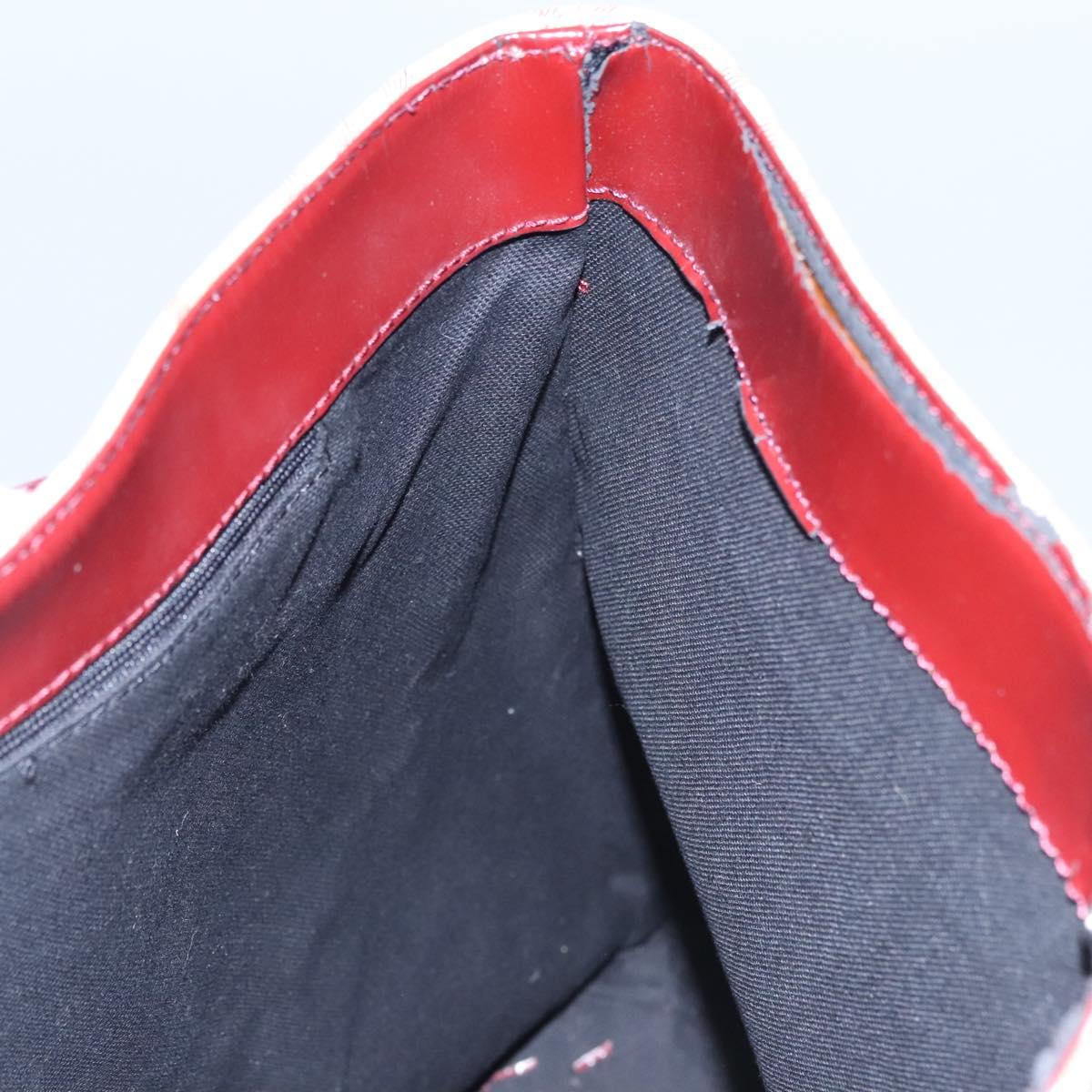 BURBERRY Nova Check Shoulder Bag PVC Beige Wine Red Silver Auth EC077