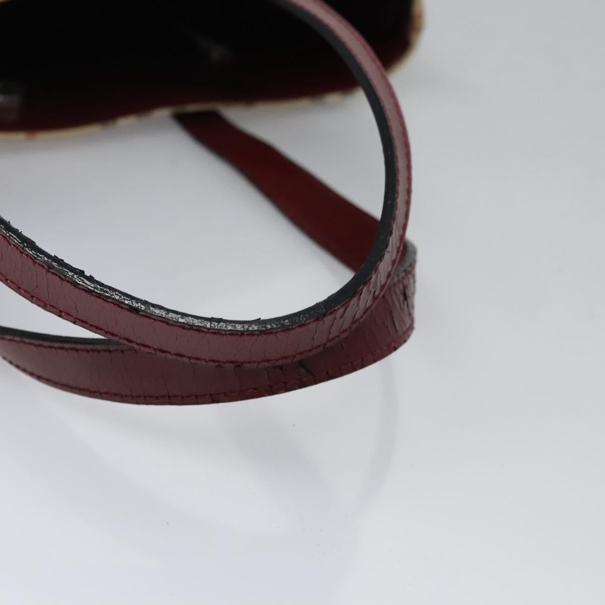 BURBERRY Nova Check Shoulder Bag PVC Beige Wine Red Silver Auth EC077