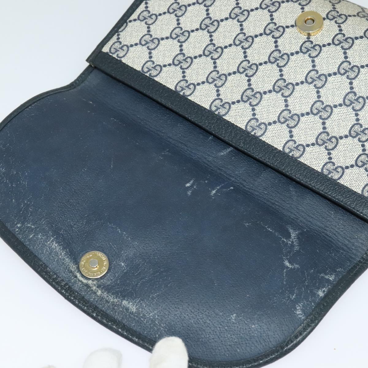 GUCCI GG Supreme Sherry Line Clutch Bag PVC Red Navy 156 01 030 Auth EC080