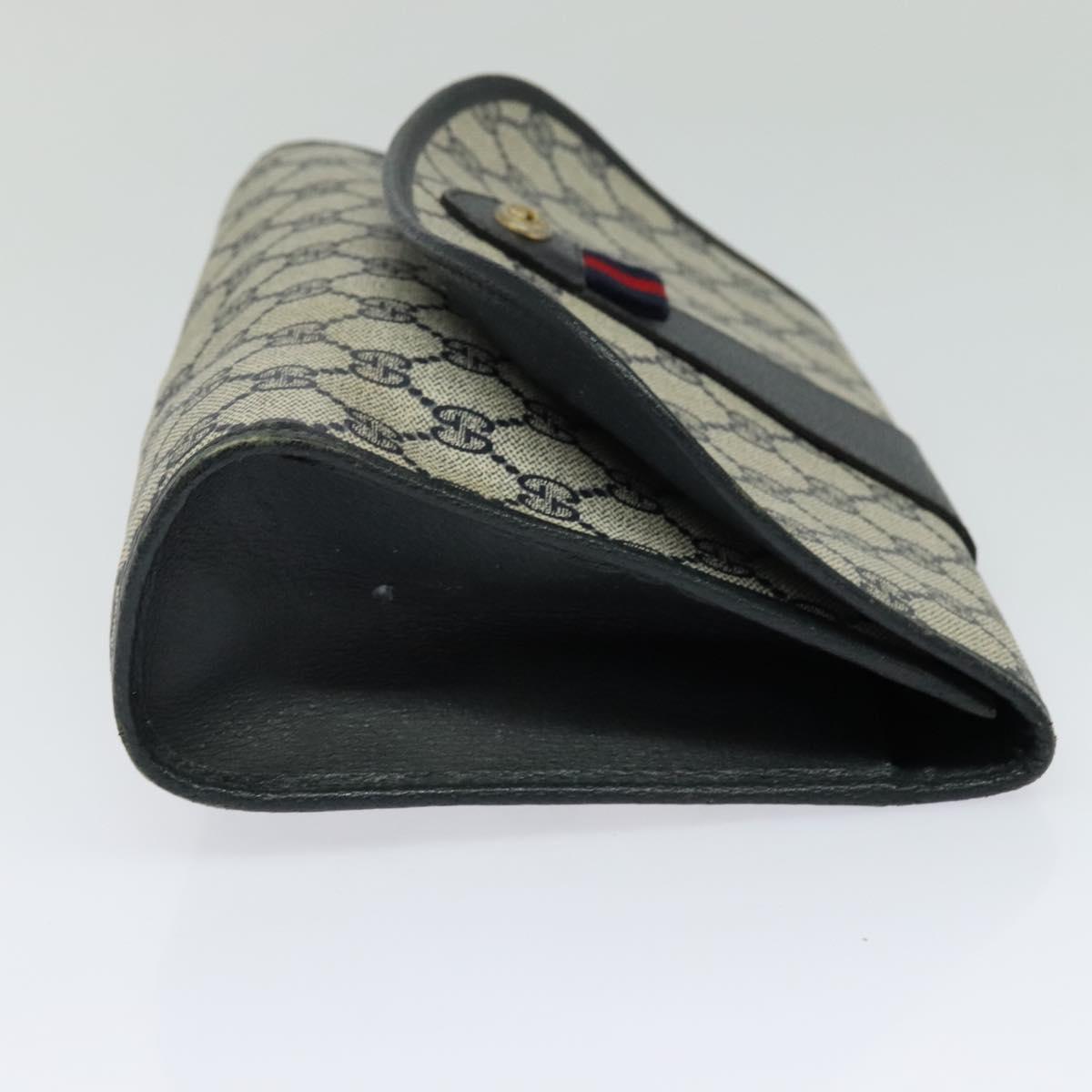 GUCCI GG Supreme Sherry Line Clutch Bag PVC Red Navy 156 01 030 Auth EC080