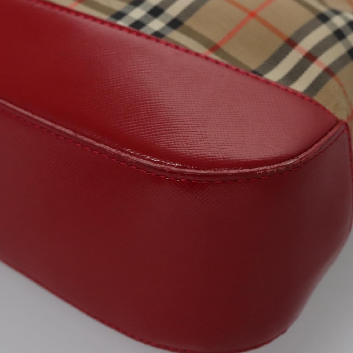 Burberrys Nova Check Shoulder Bag Canvas Beige Red gold Auth EC082