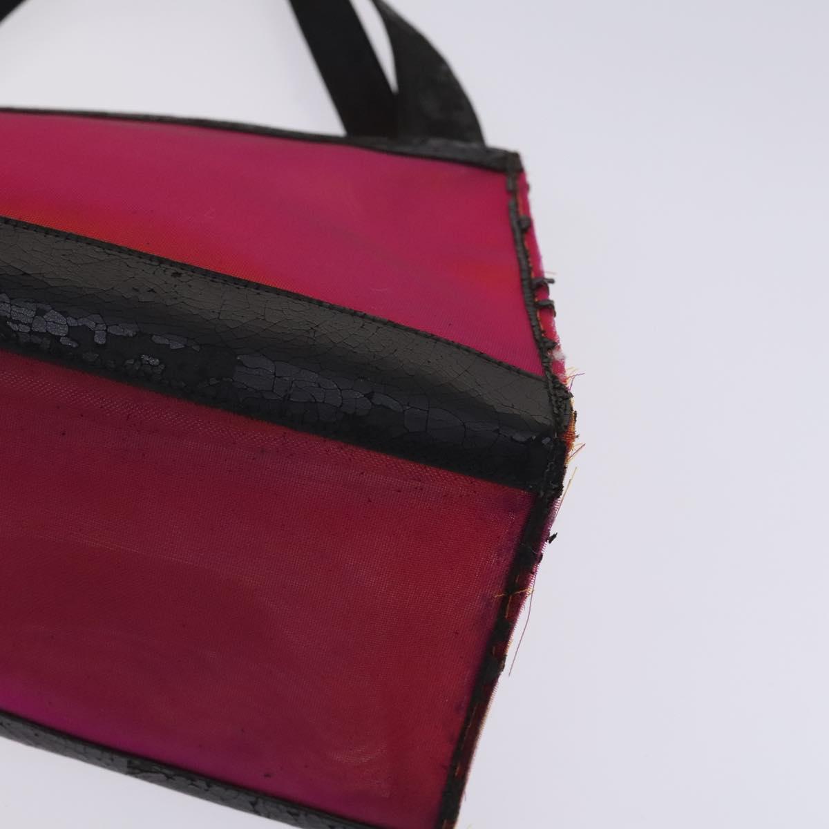 CHANEL Hand Bag Nylon Red CC Auth EC1000