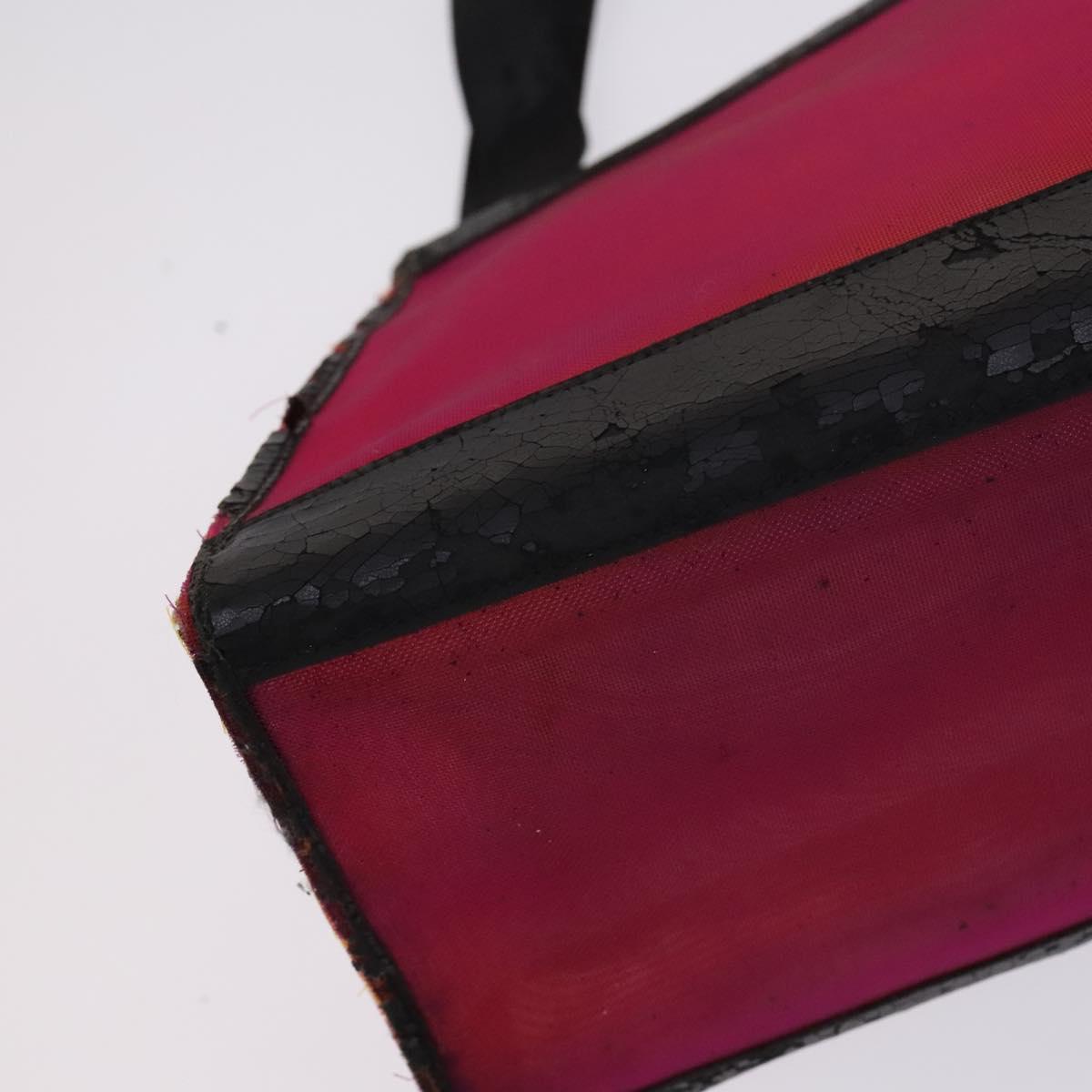 CHANEL Hand Bag Nylon Red CC Auth EC1000